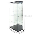 Vitrine de vidro Anajqaqia, com 4 prateleiras, 2 portas e iluminação LED