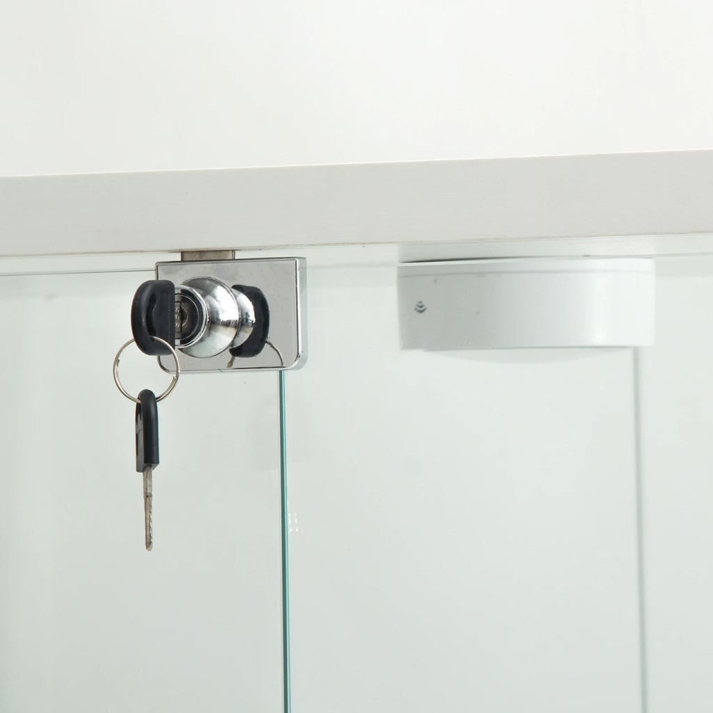 Vitrine de vidro Anajqaqia, com 4 prateleiras, 2 portas e iluminação LED