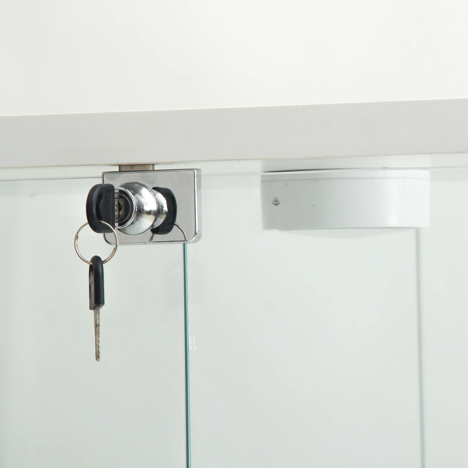 Vitrine de vidro Anajqaqia, com 4 prateleiras, 2 portas e iluminação LED