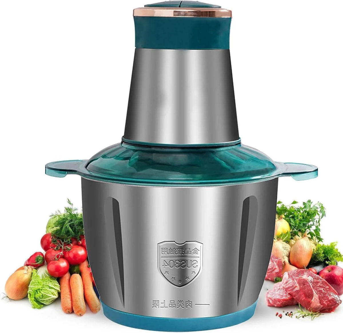 Moedor de carne elétrico de 2 litros em aço inoxidável 304.