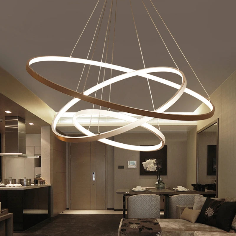 Luminárias pendentes modernas de 60 cm, 80 cm e 100 cm.