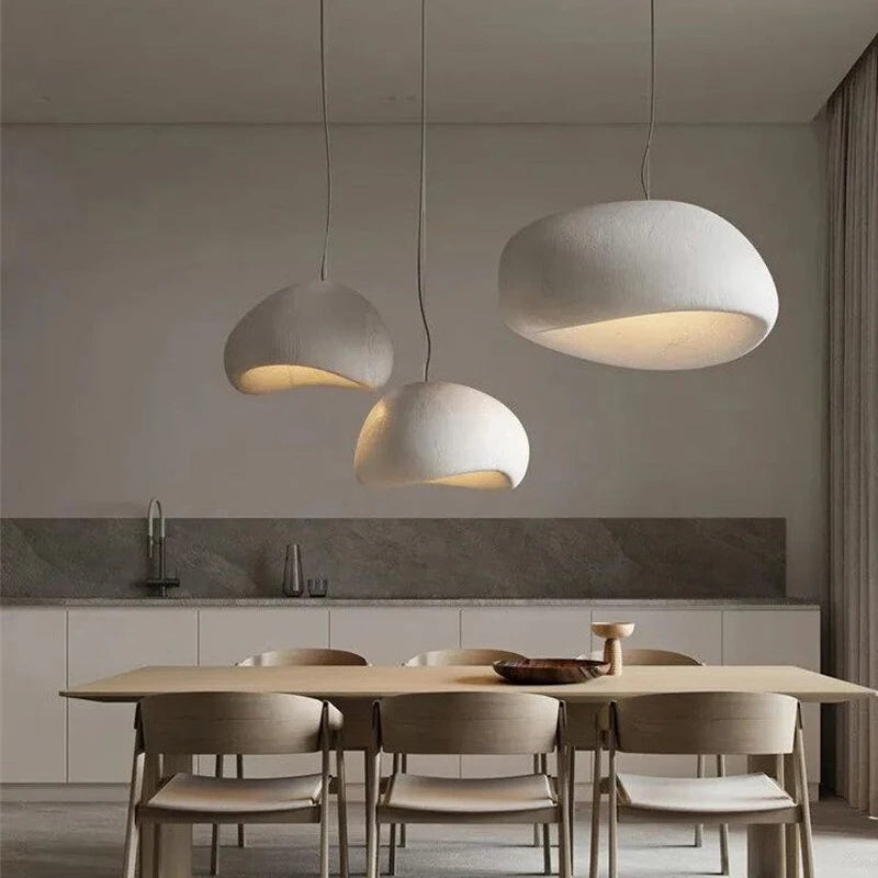 Luminárias pendentes nórdicas estilo Wabi Sabi para sala de jantar