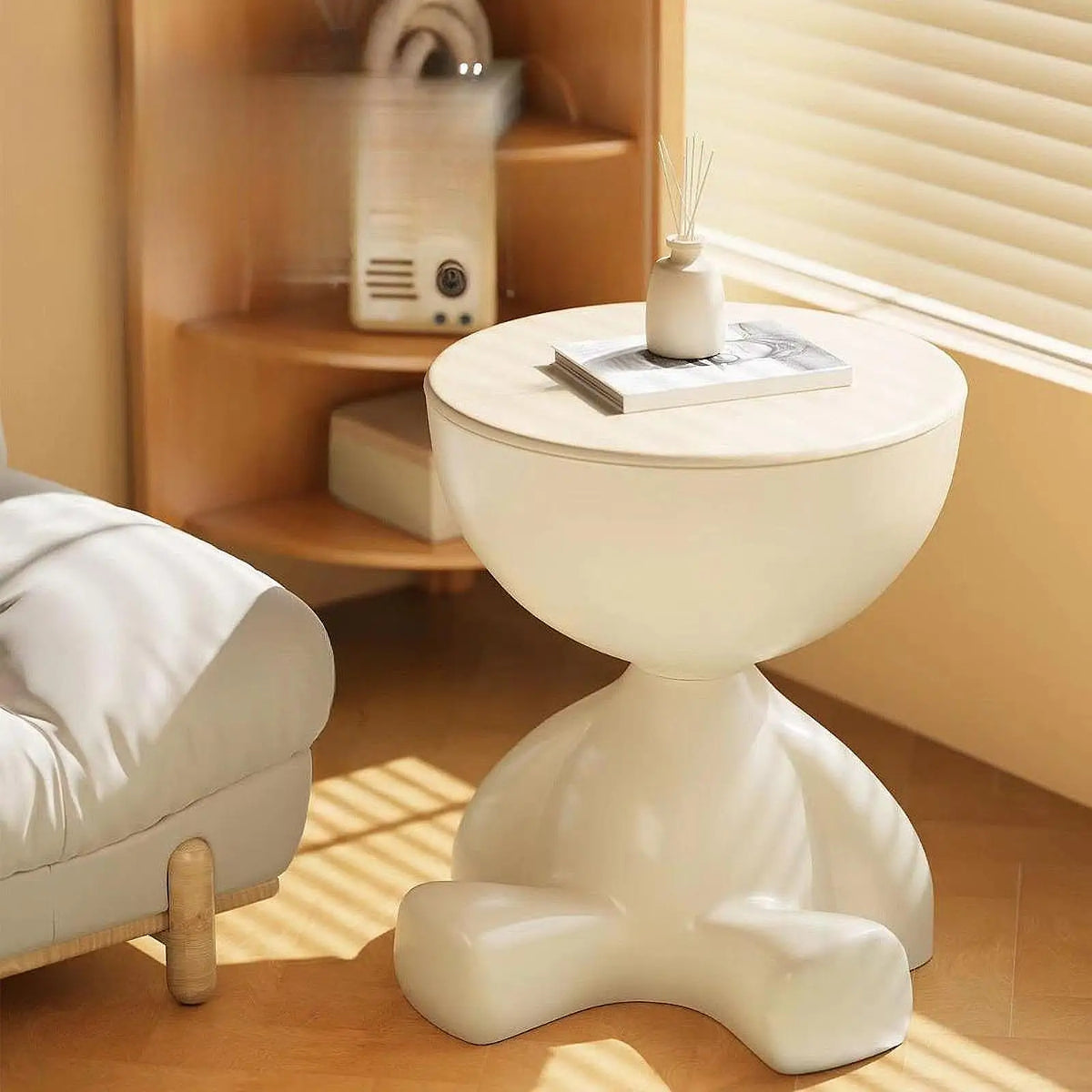 Creative Side End Table Flat Head Bedside Table Household Sofa Side Rack Bedroom Balcony Movable Mini Table Small Apartment Tea