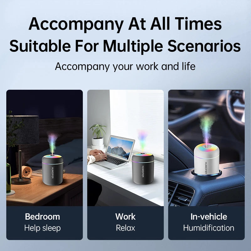 Umidificador de ar mini USB de 180 ml com difusor de aromas elétrico