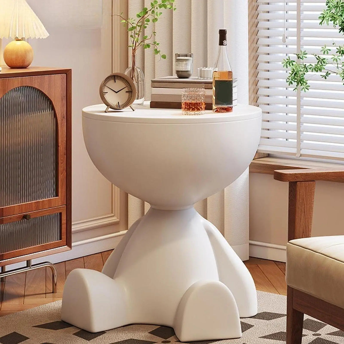 Creative Side End Table Flat Head Bedside Table Household Sofa Side Rack Bedroom Balcony Movable Mini Table Small Apartment Tea