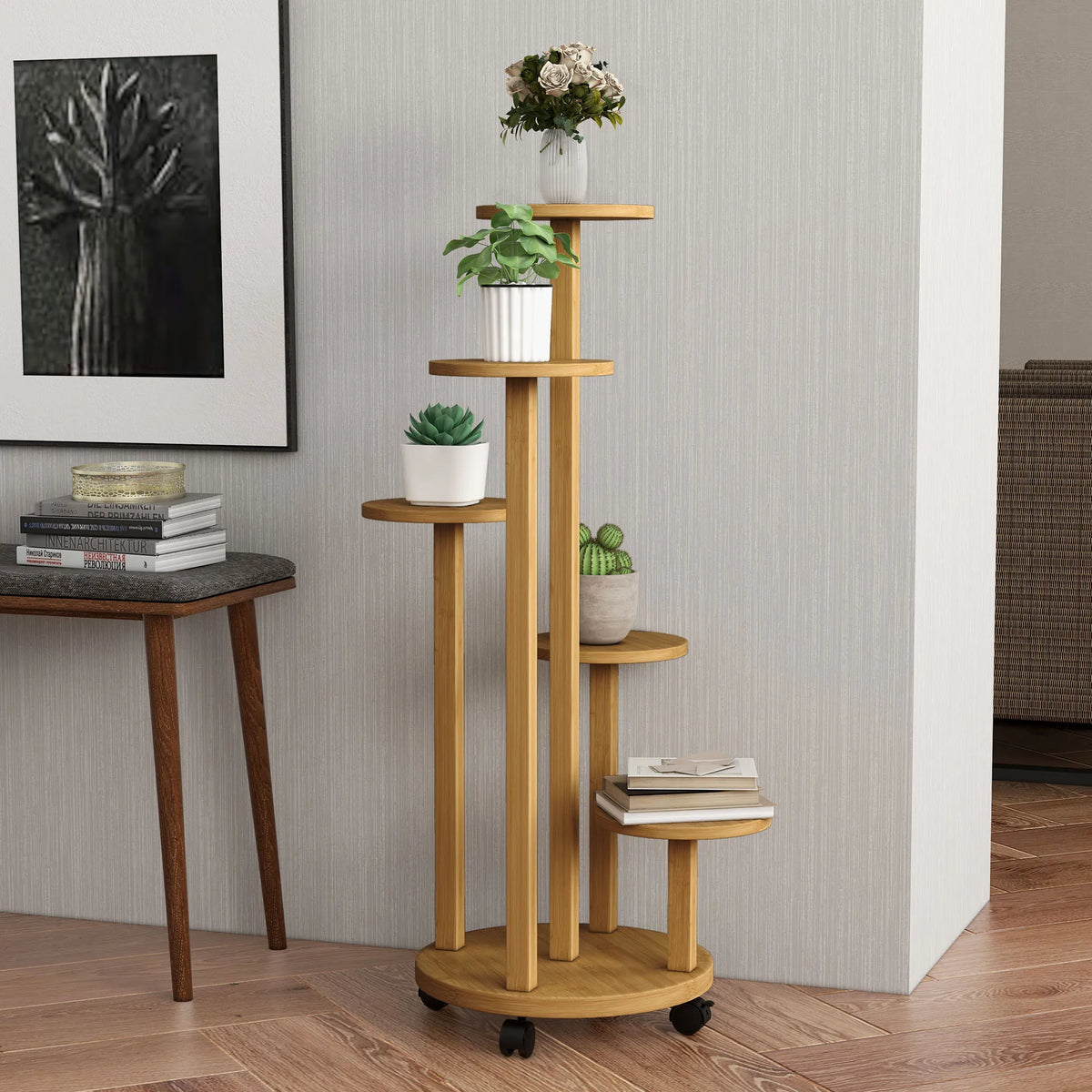 Suporte para plantas Outsunny em bambu