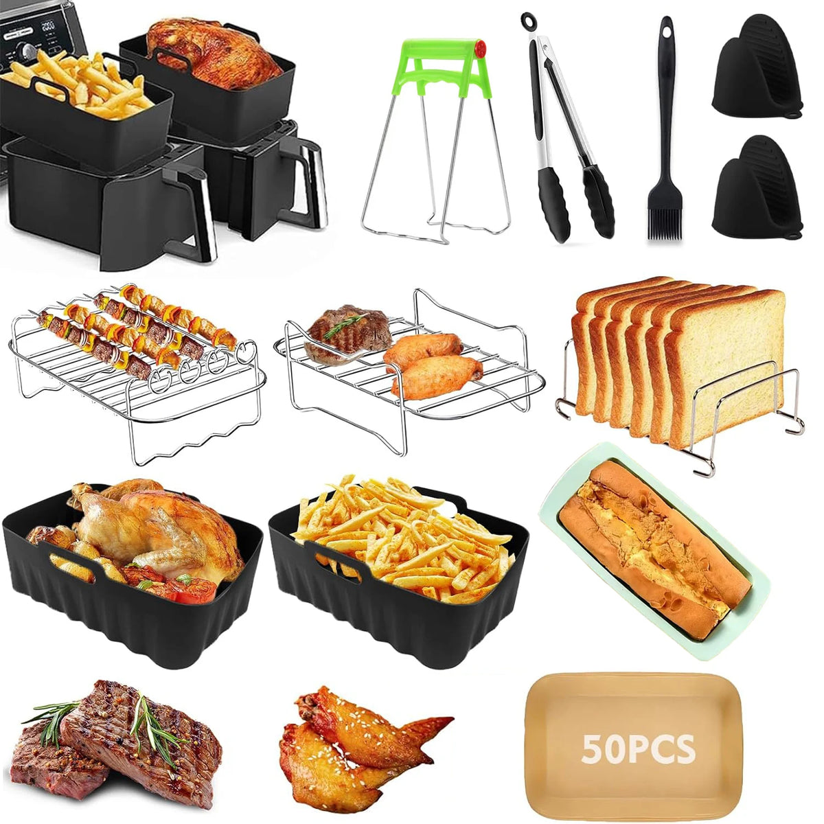 Conjunto de acessórios para fritadeira a ar