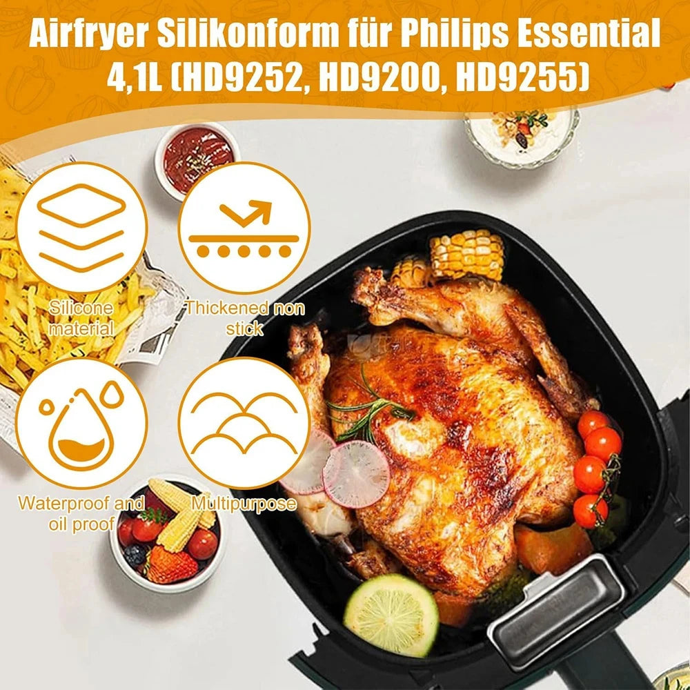 17cm Silicone Air Fryer Mould for for Philips HD9252 HD9200 HD9255 Air Fryer Accessories 4-5L Airfryer Compatibility