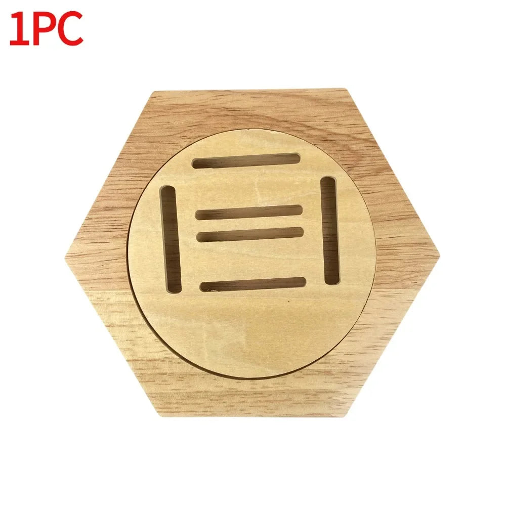 Suporte de madeira para medalhas com design hexagonal